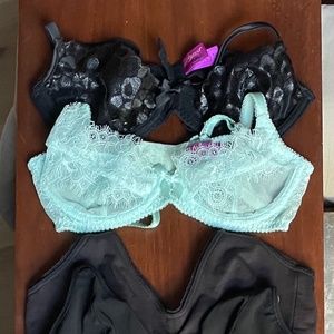 6 pcs - L’Agent, Fortnight, Eberjey, Lejaby 32C, XS/S 5 Bras & Garter Belt, EUC